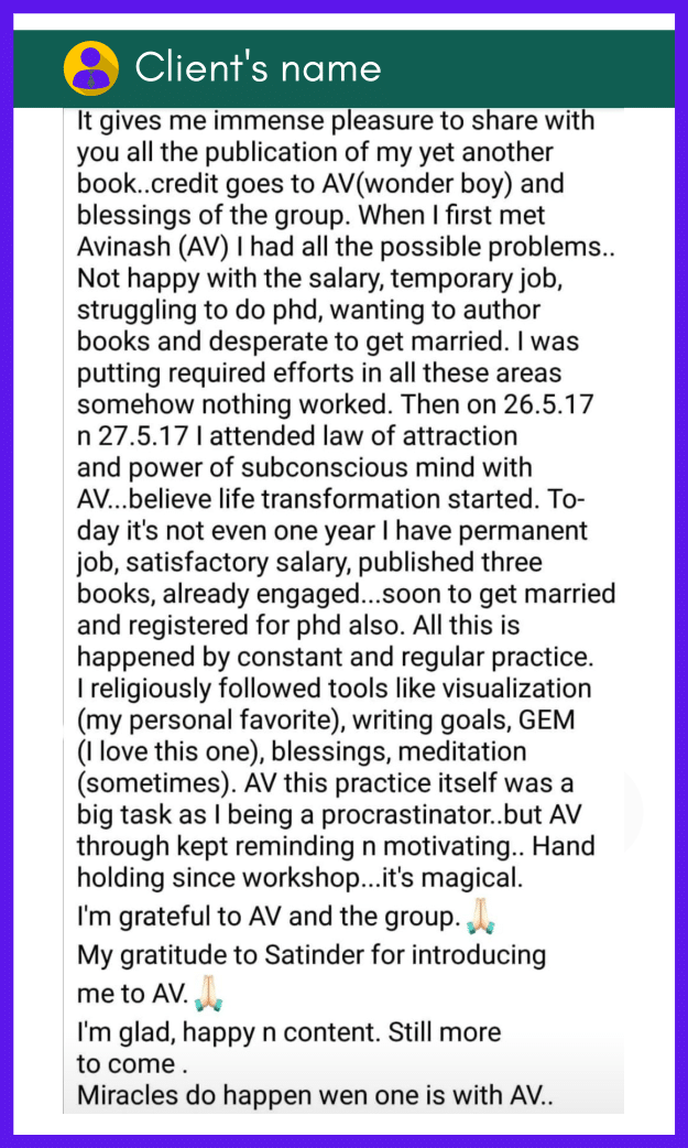 Avinash ANAND SINGH - http://avinashanandsingh.com/ - Testimonial