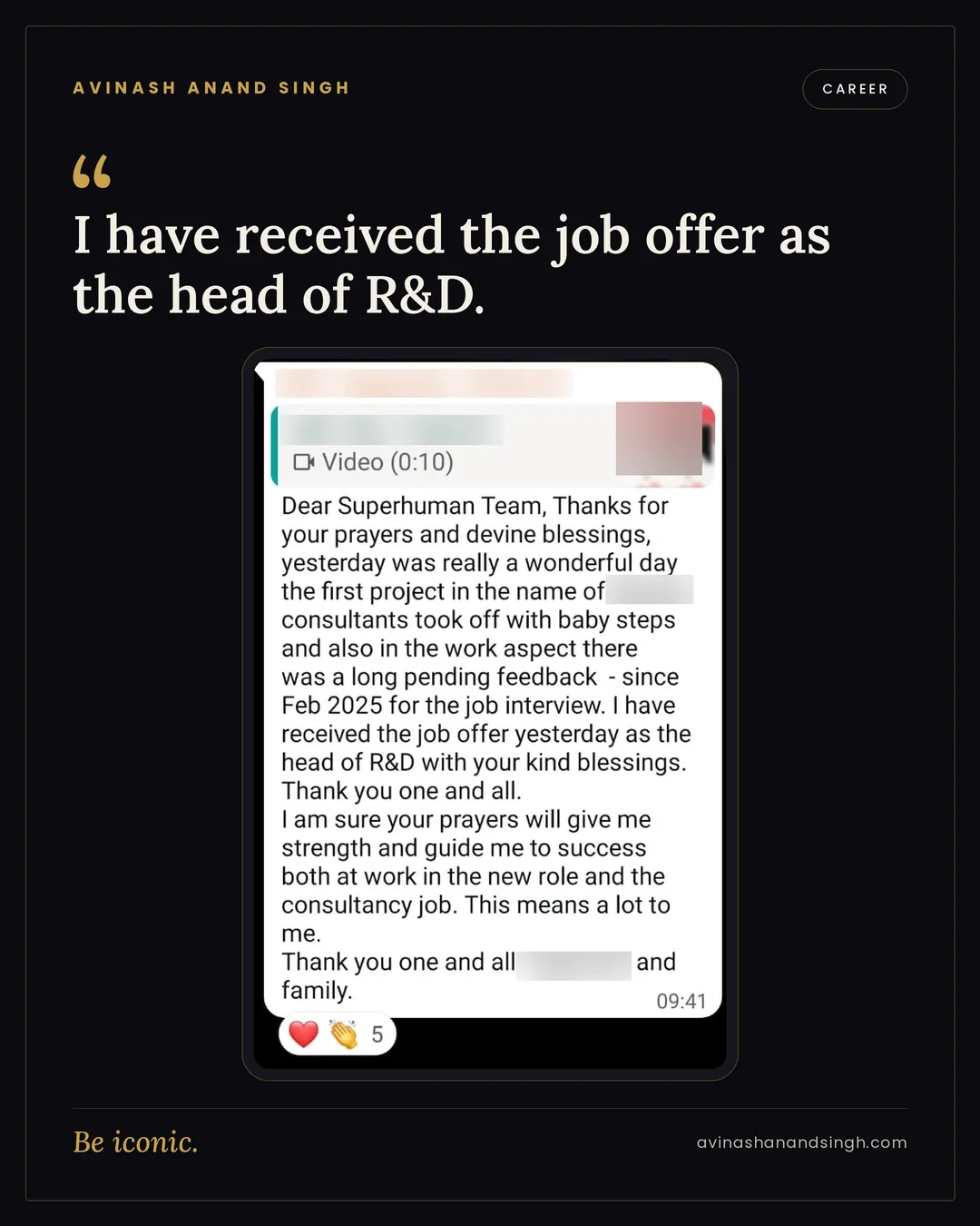 Career testimonial