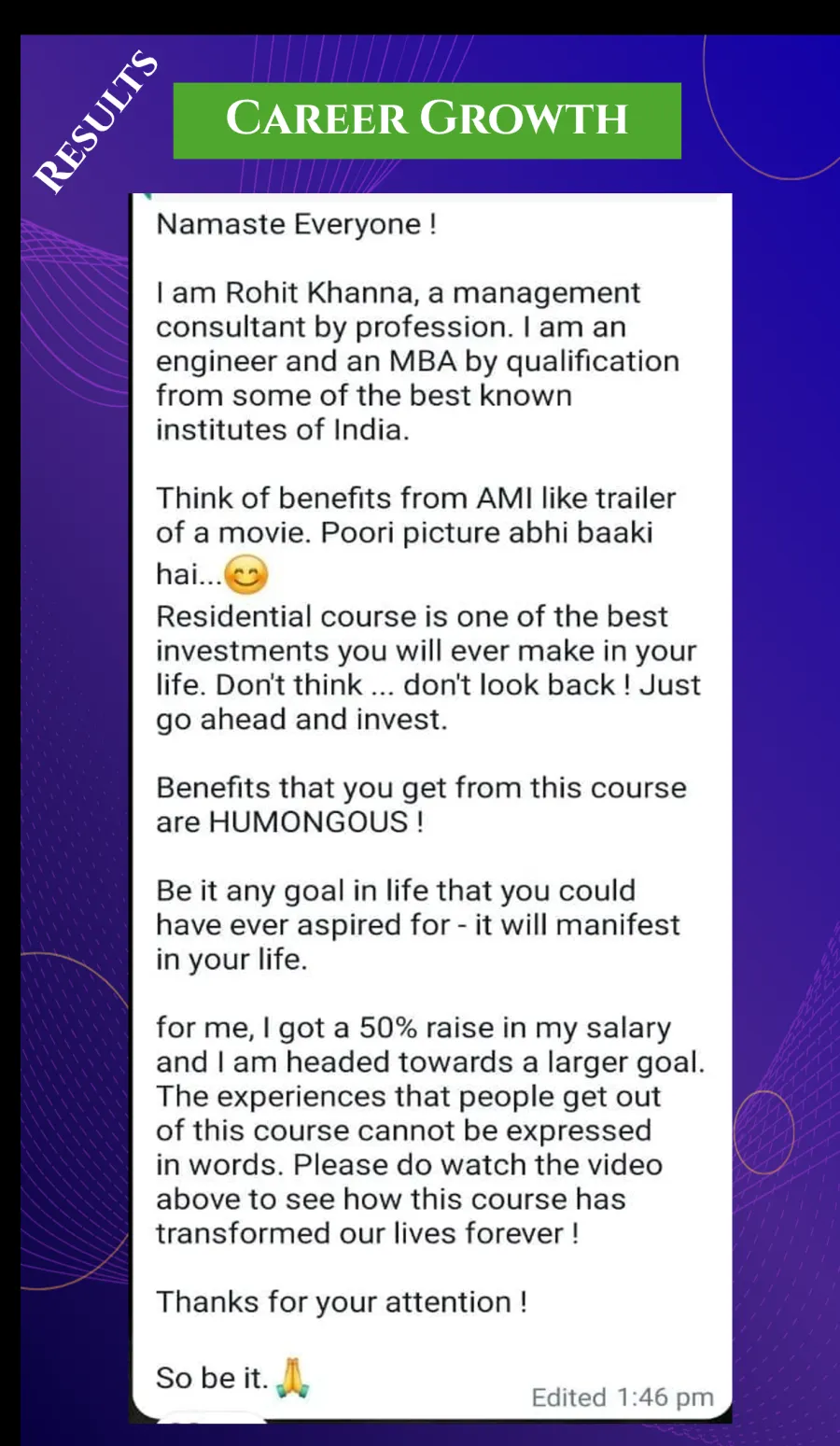 Career testimonial