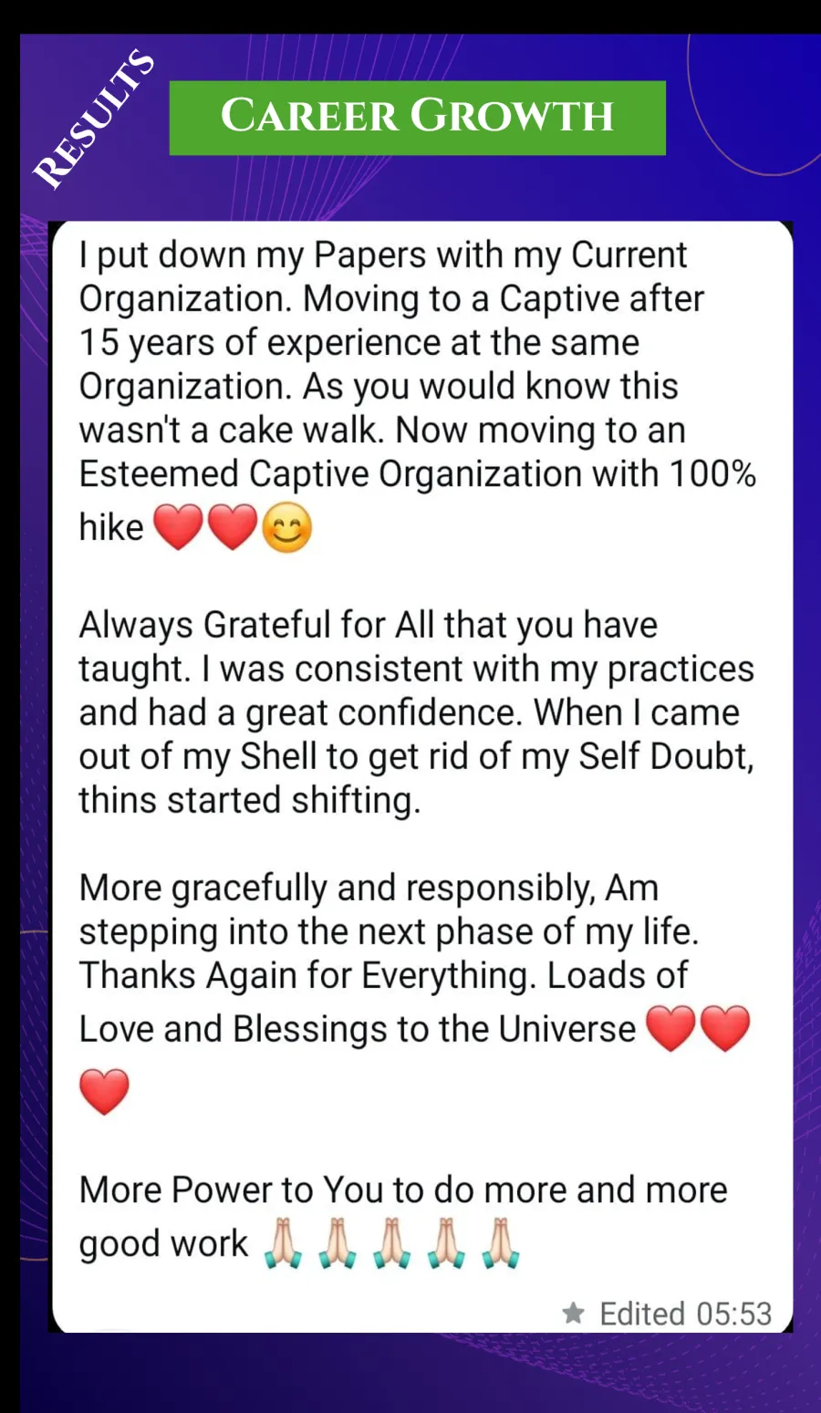 Career testimonial