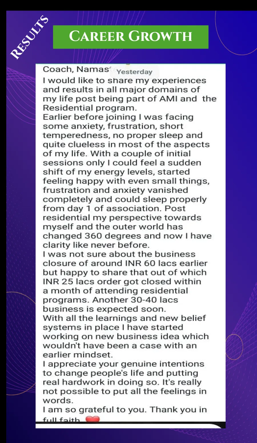 Career testimonial