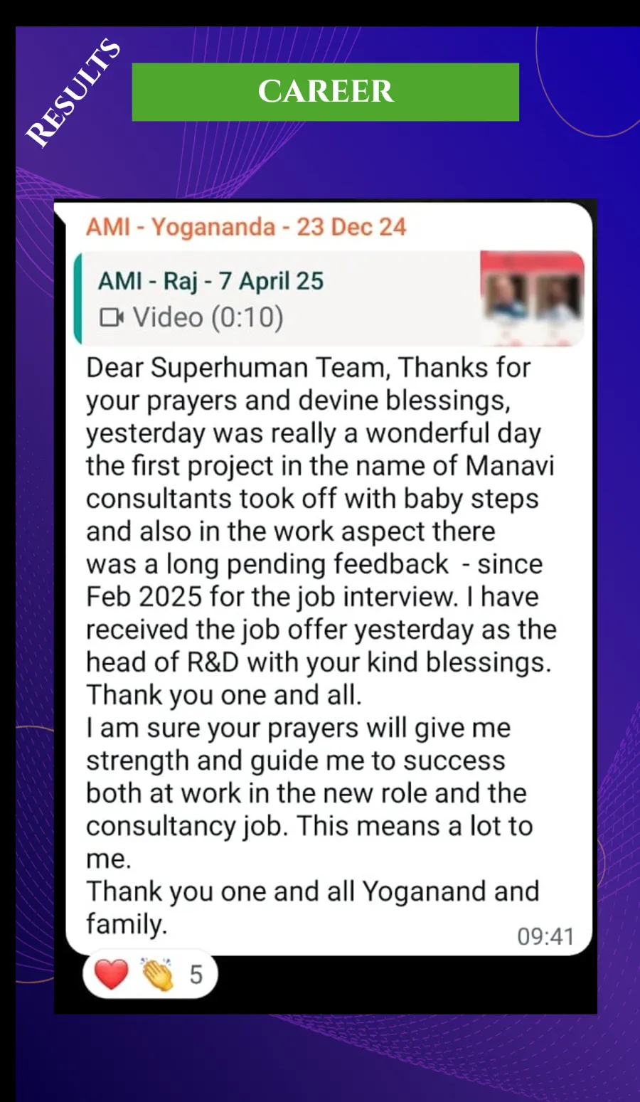 Career testimonial