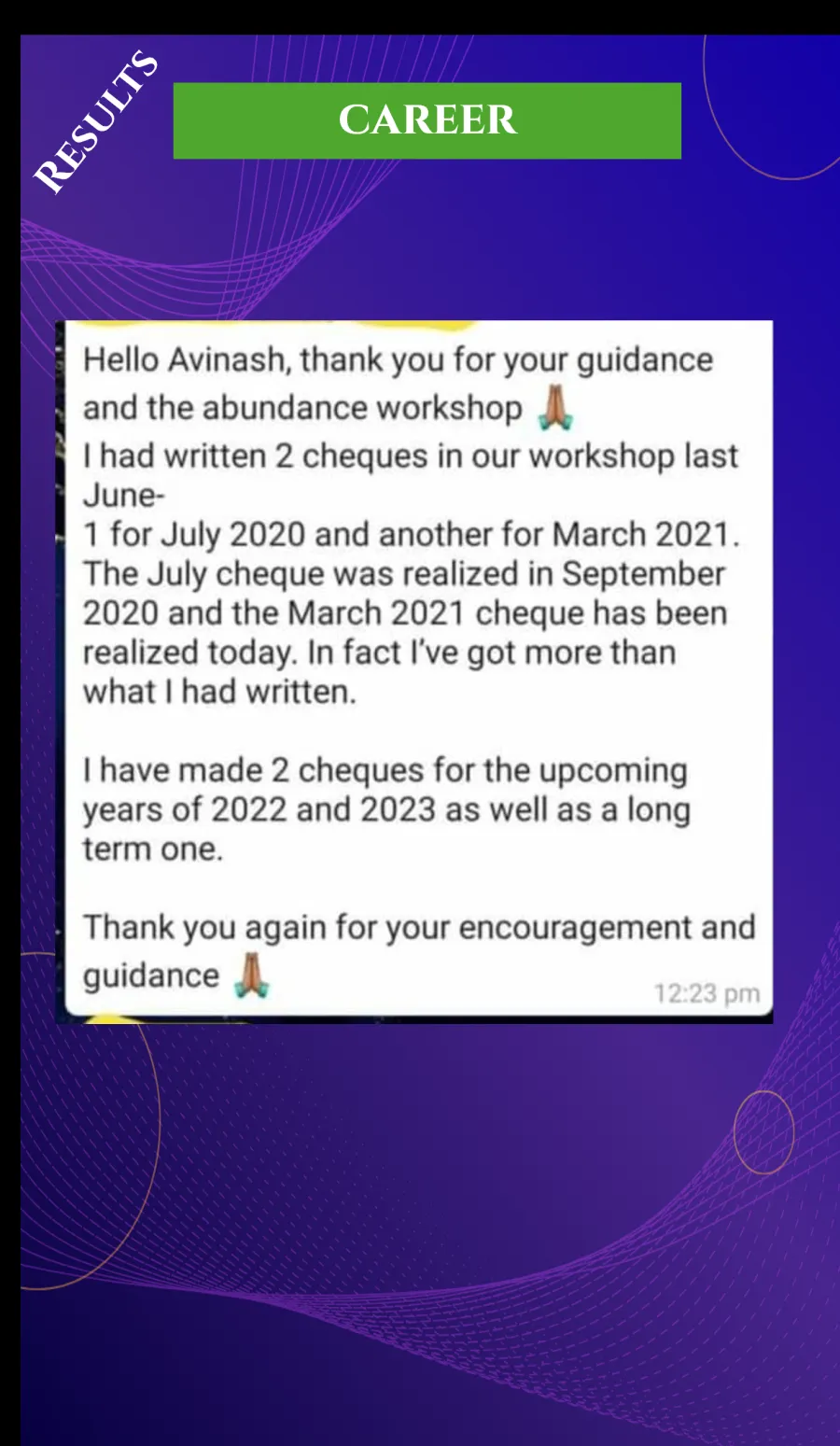 Career testimonial