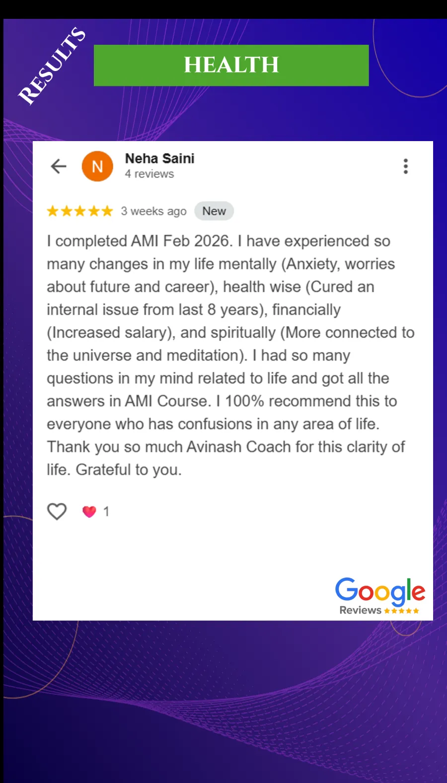 Health testimonial