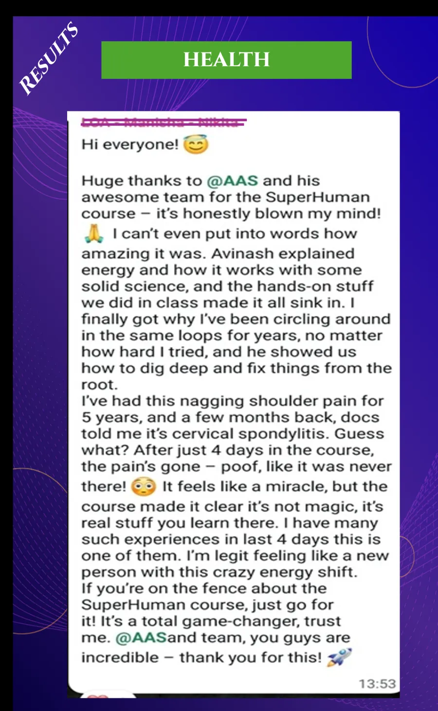Health testimonial