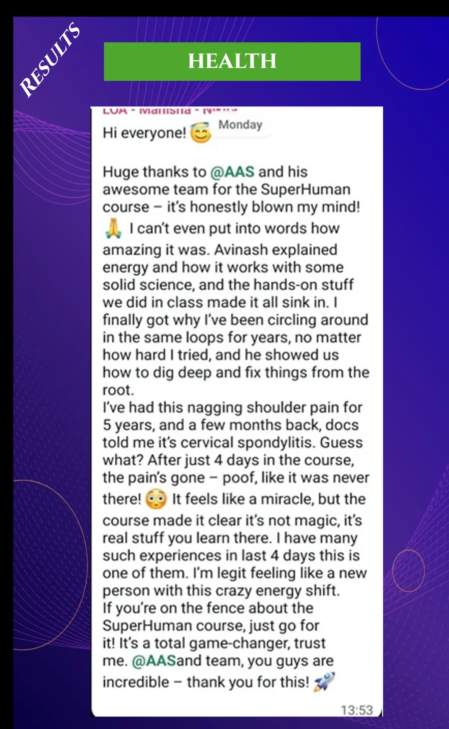 Health testimonial