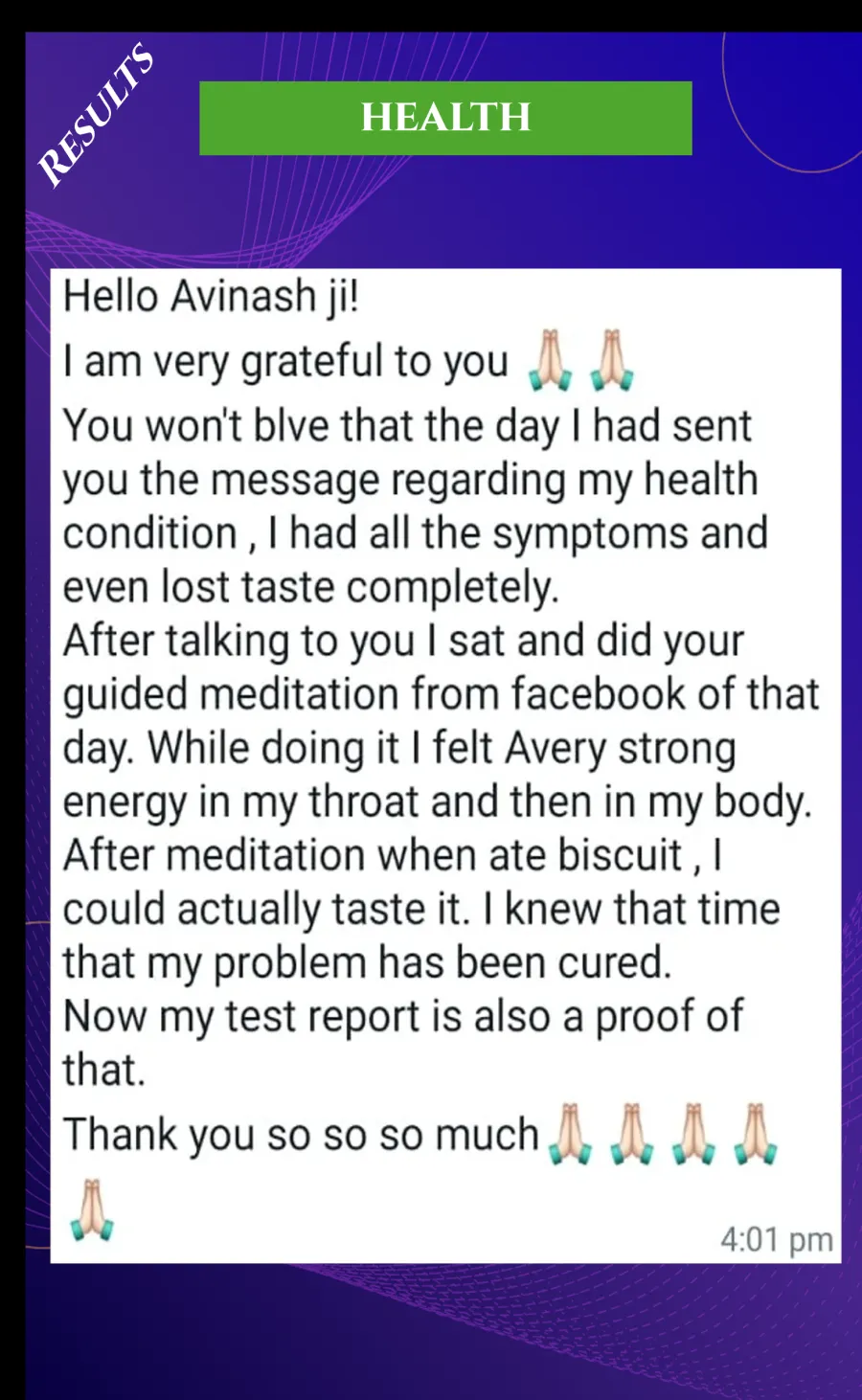 Health testimonial