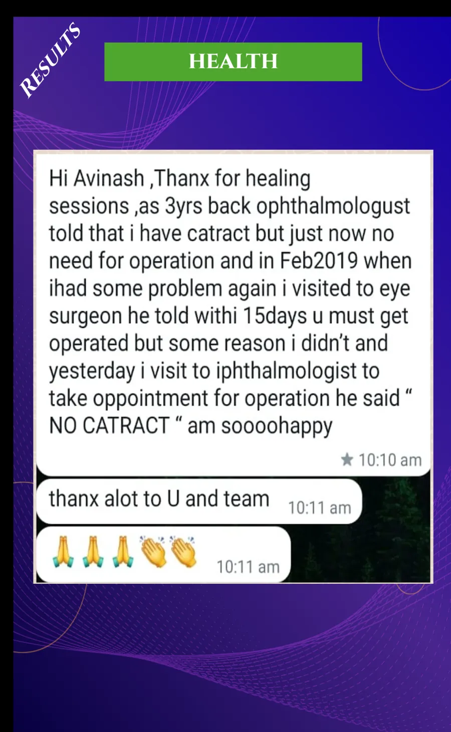 Health testimonial