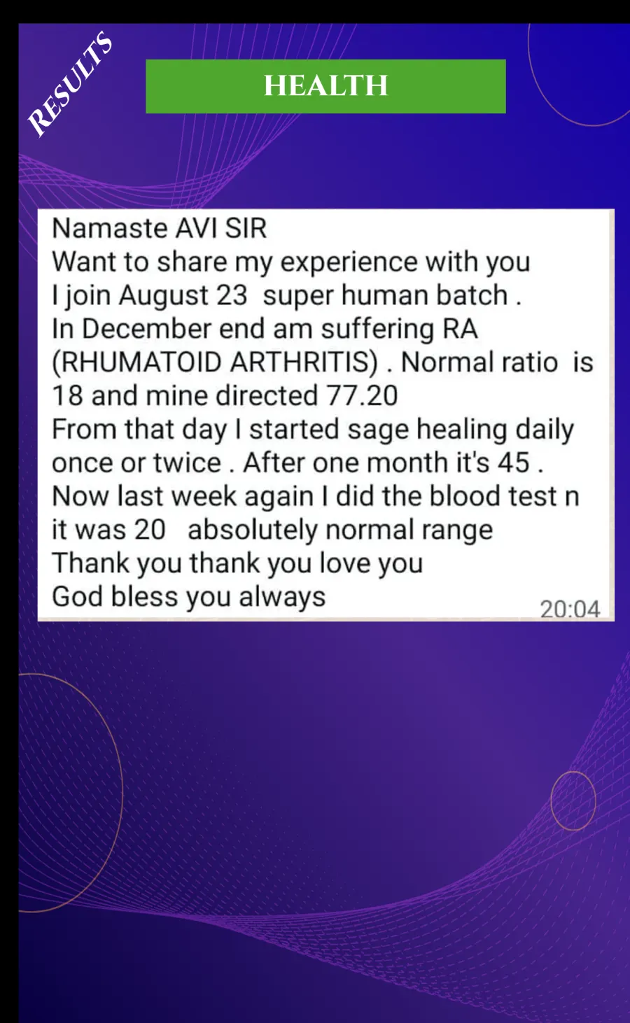 Health testimonial