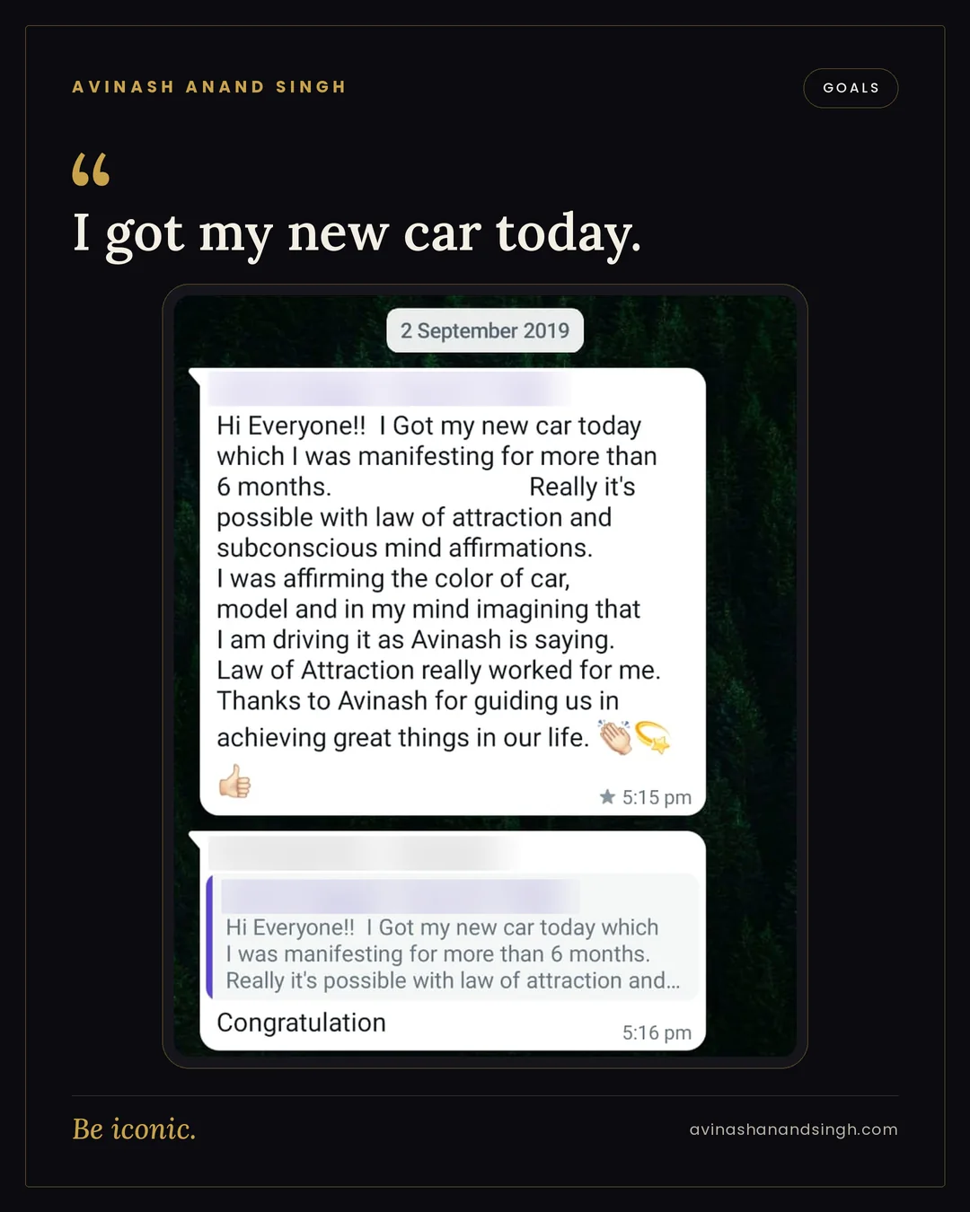 Life-changing testimonial