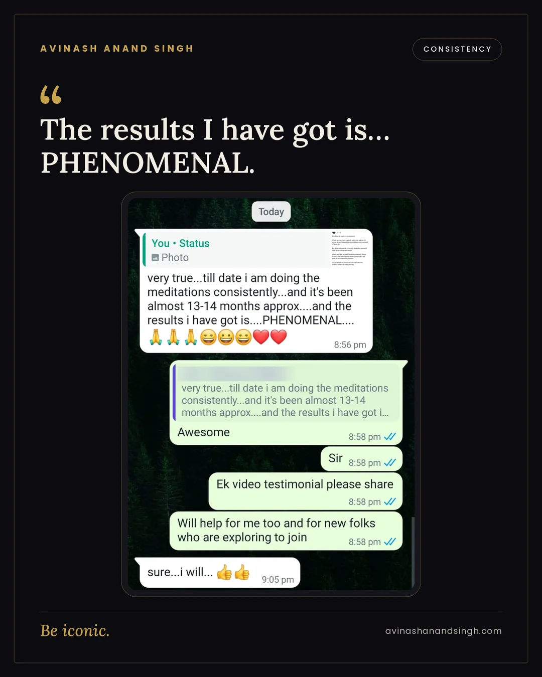 Life-changing testimonial