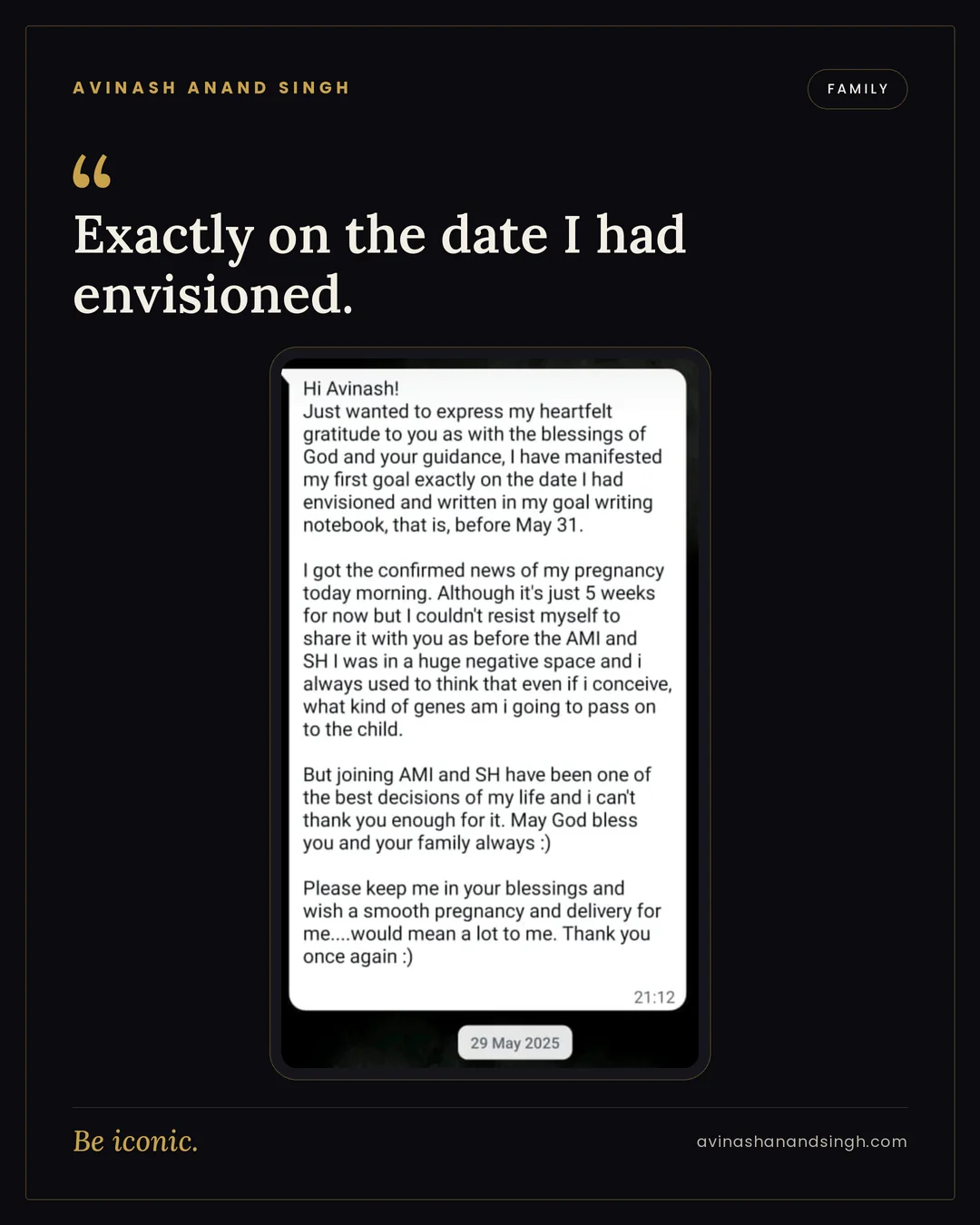 Life-changing testimonial