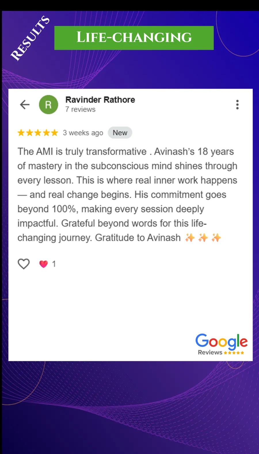 Life-changing testimonial
