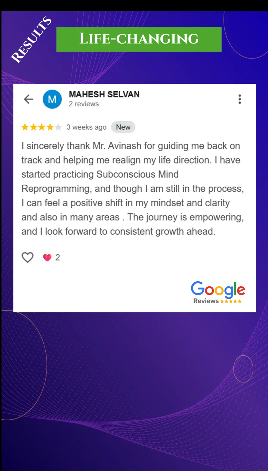Life-changing testimonial