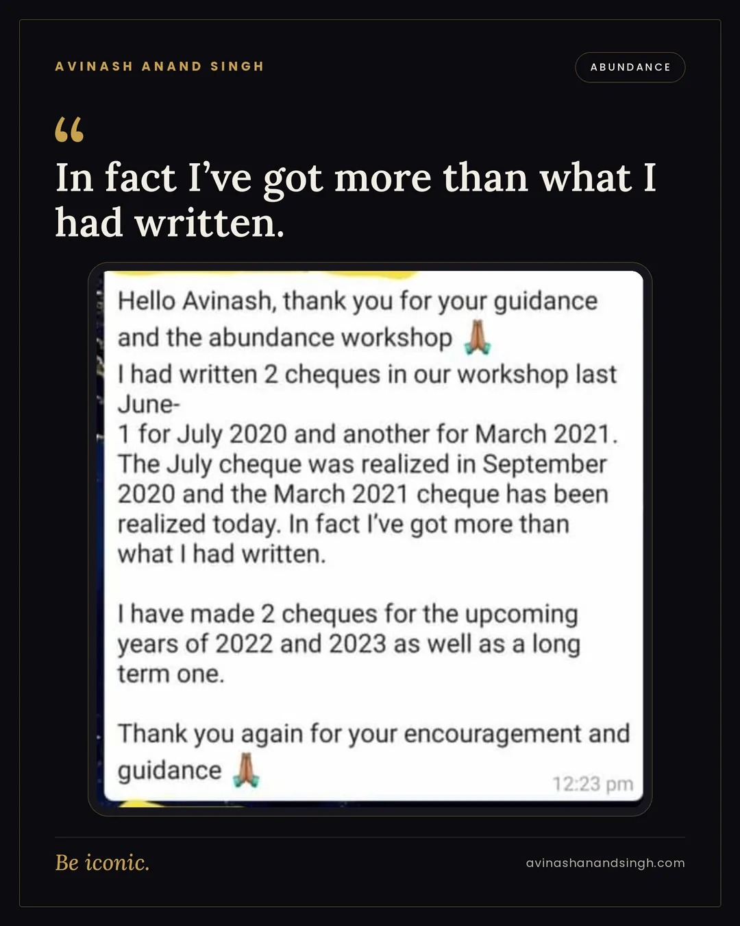 Money testimonial