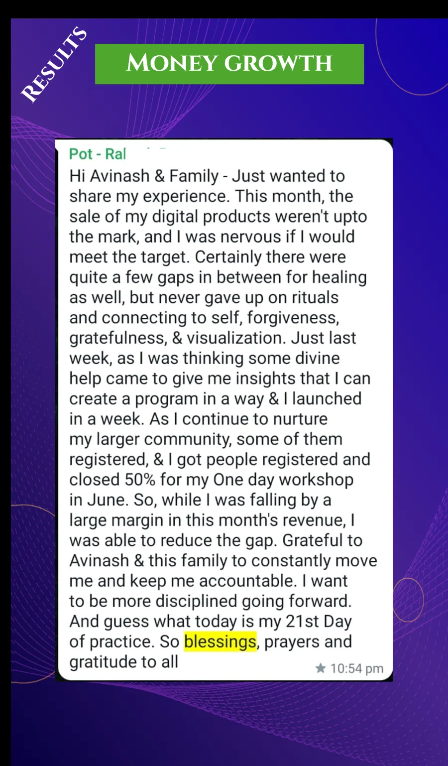 Money testimonial