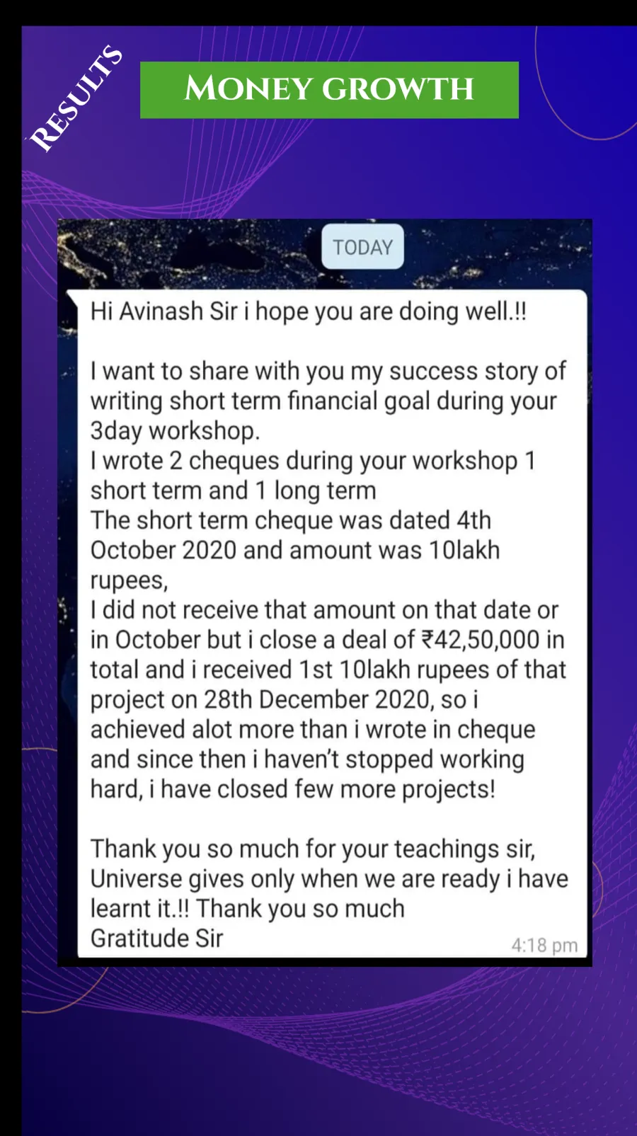 Money testimonial