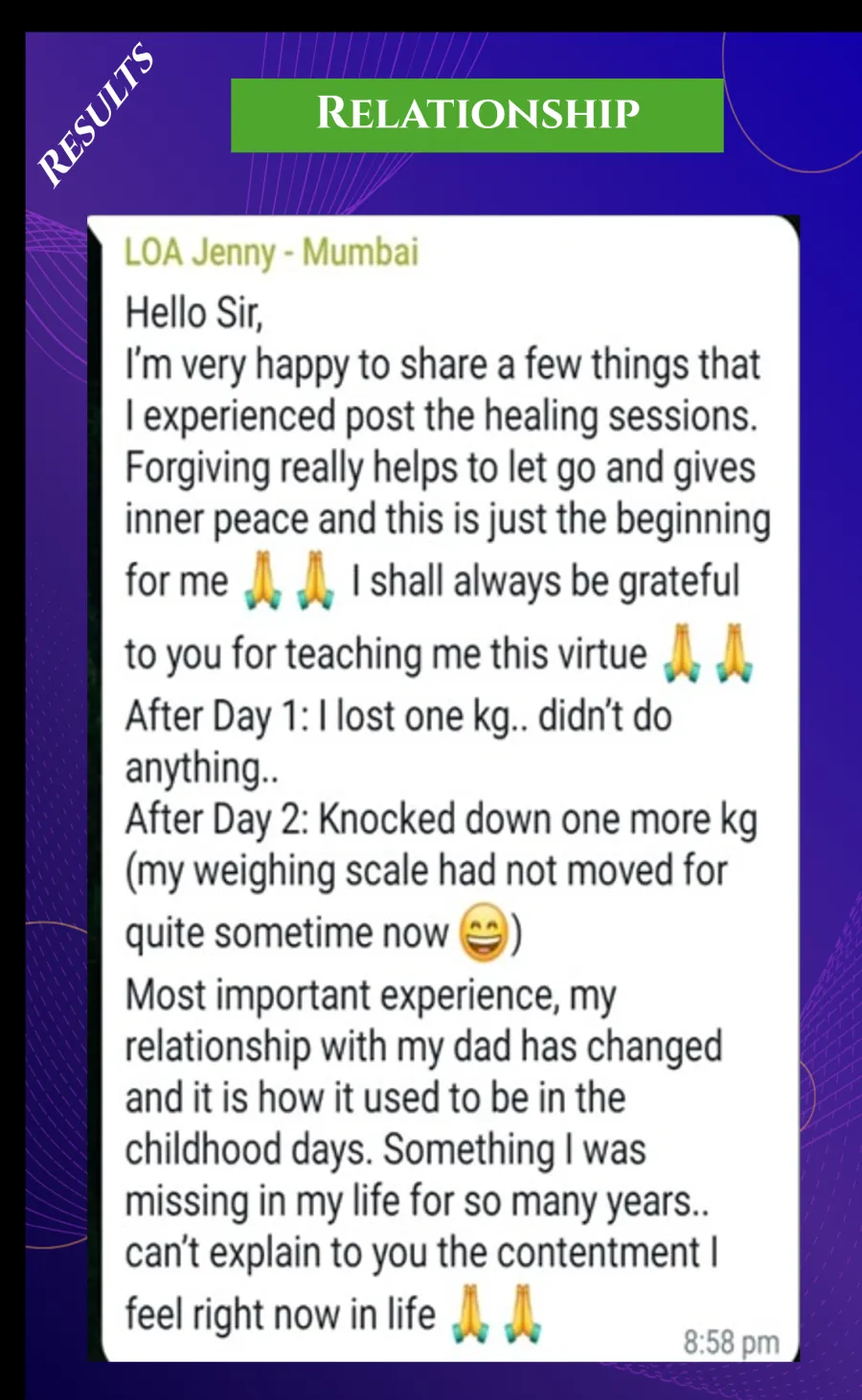 Relationship testimonial